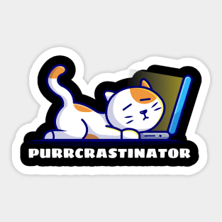 Purrcrastinator | Cute Procrastinator Pun Sticker